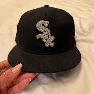 New Era Black Fitted Hat with Blue Size Patch